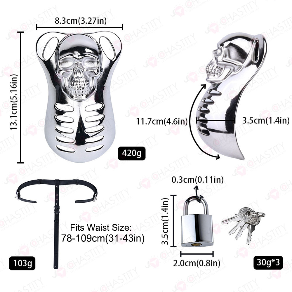 Horror Skull Metal Cover Chastity Cage