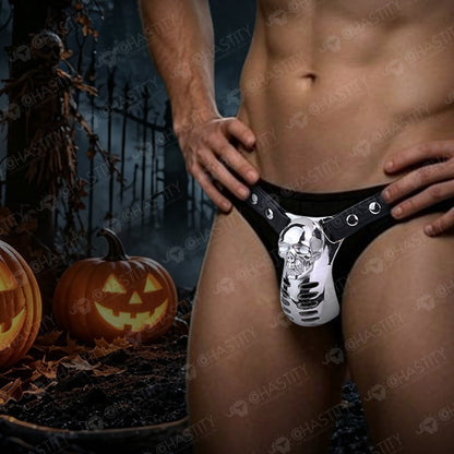 Horror Skull Metal Cover Chastity Cage