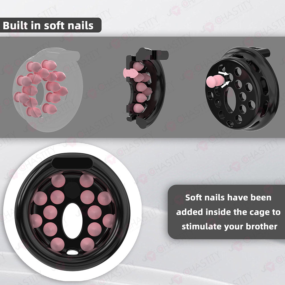 Installable Soft Nail Flat Chastity Cock Cage