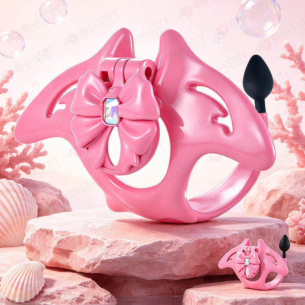 Manta Ray Chastity Cage With Anal Plug Tail