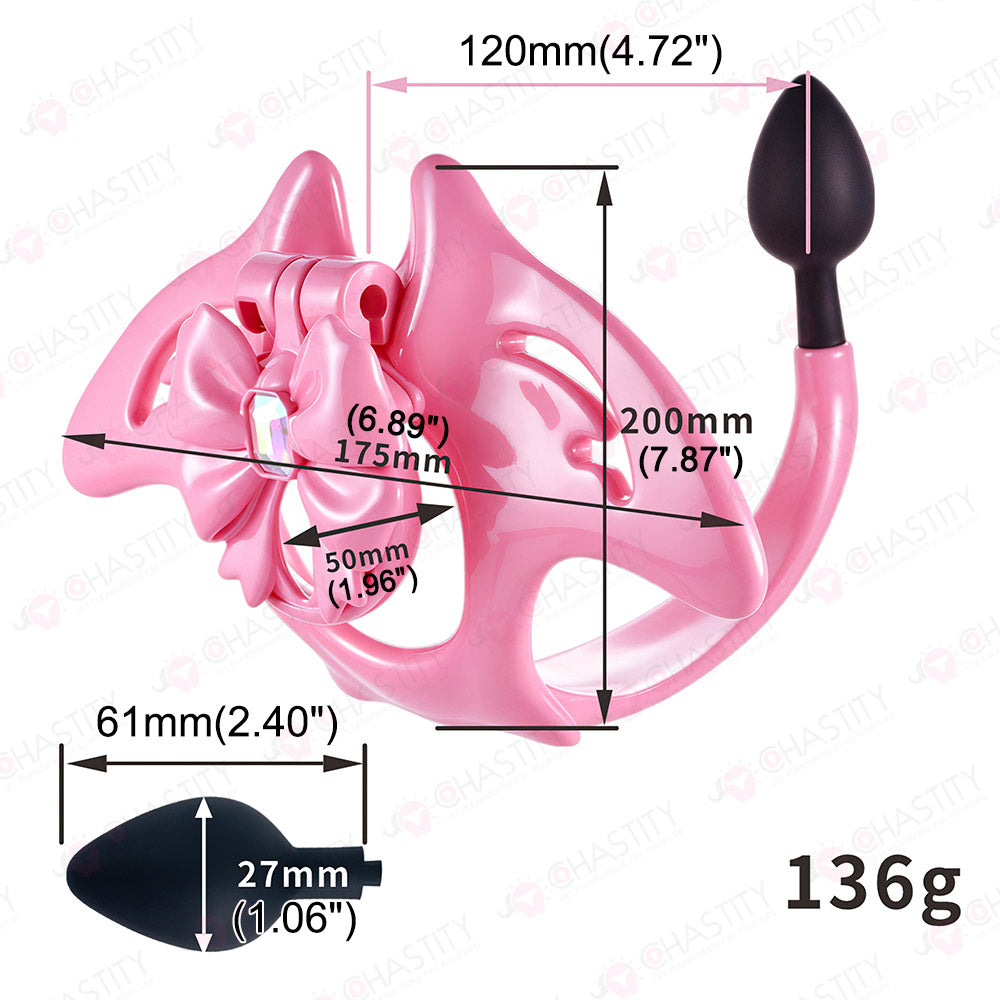 Manta Ray Chastity Cage With Anal Plug Tail