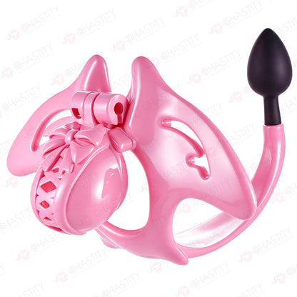 Manta Ray Chastity Cage With Anal Plug Tail