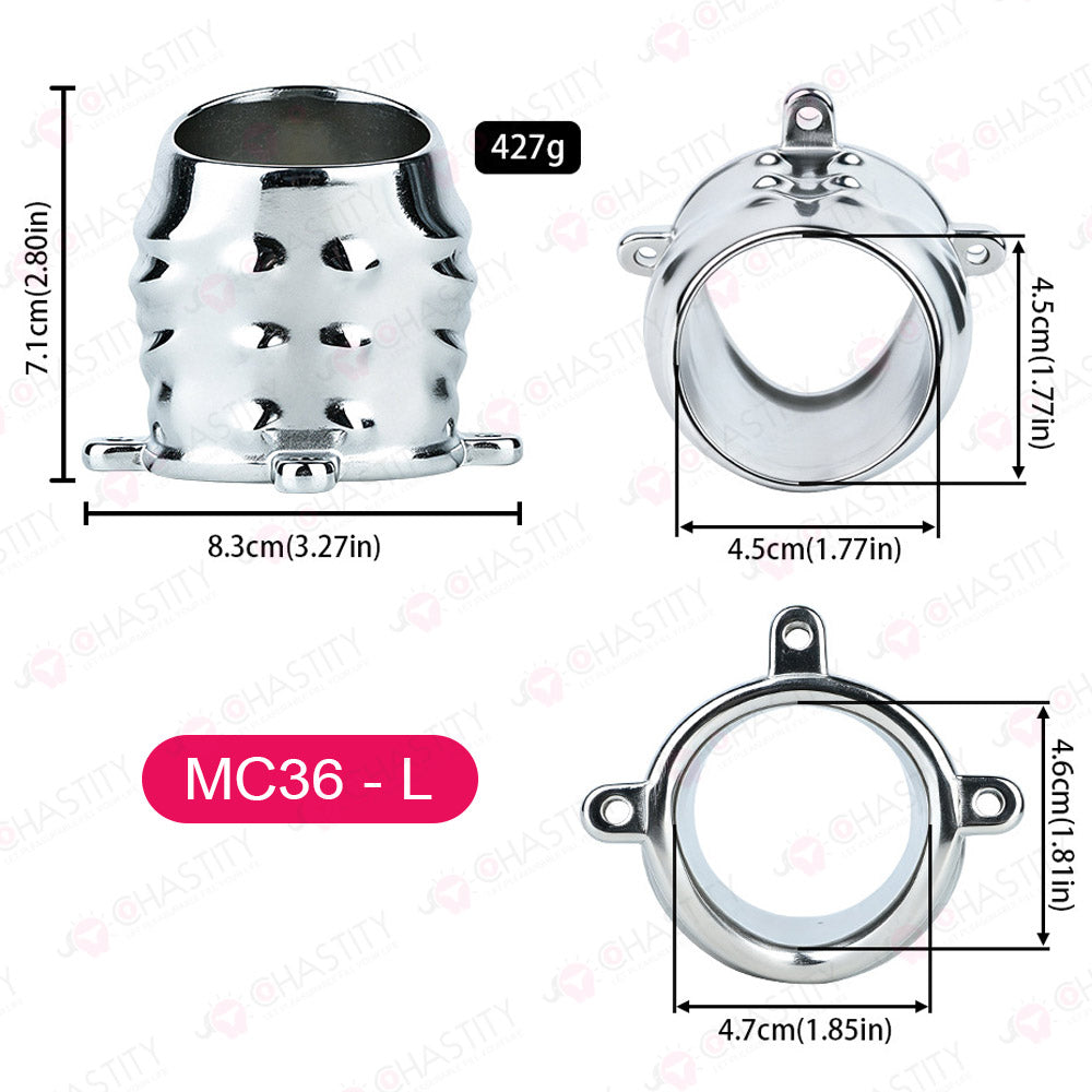 Metal Cock Support Chastity Ring with Leash