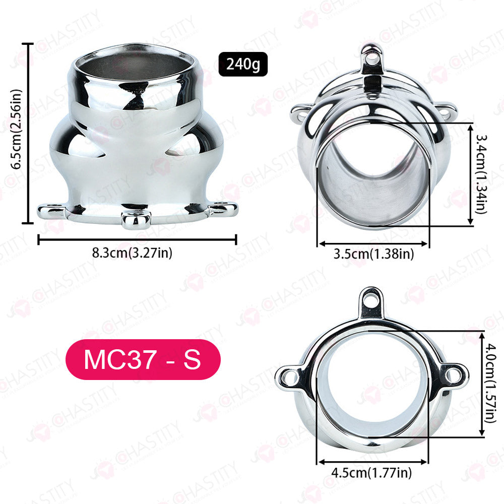 Metal Cock Support Chastity Ring with Leash