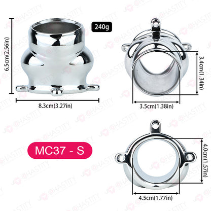 Metal Cock Support Chastity Ring with Leash