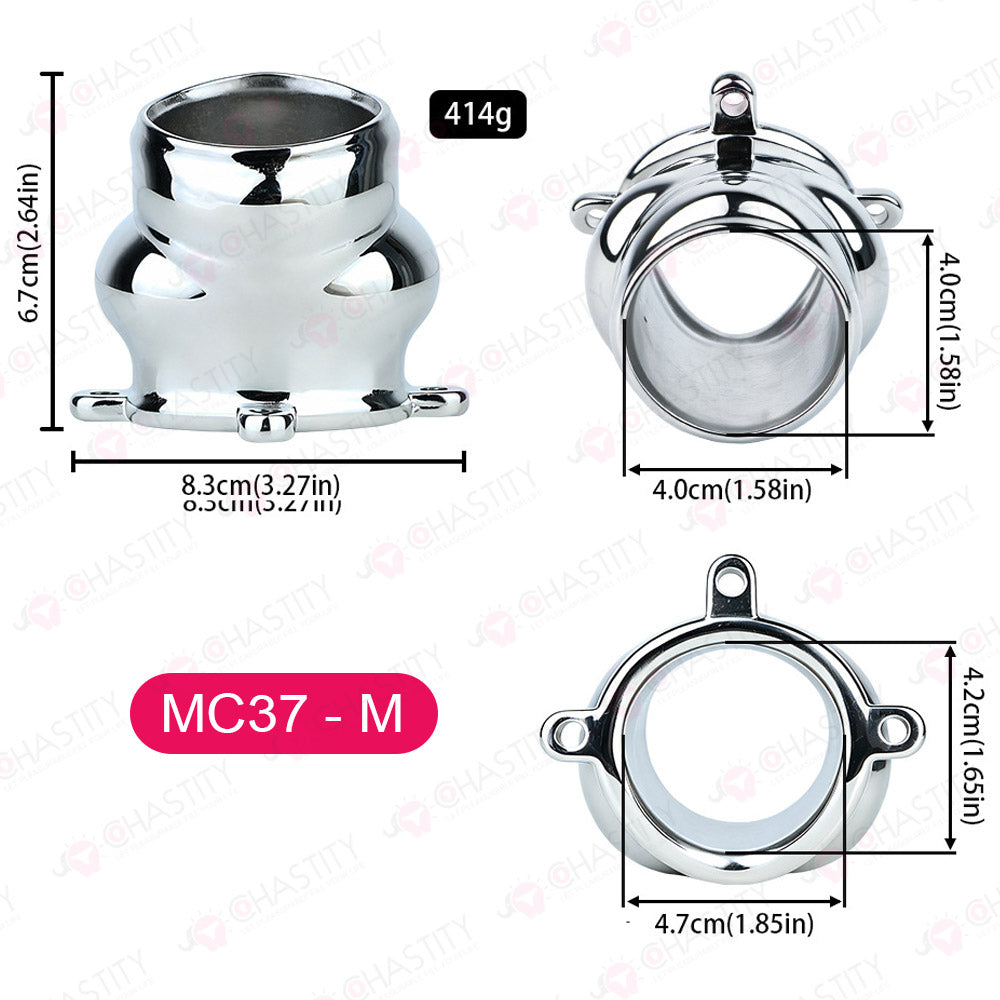 Metal Cock Support Chastity Ring with Leash