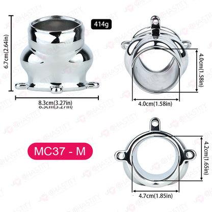 Metal Cock Support Chastity Ring with Leash