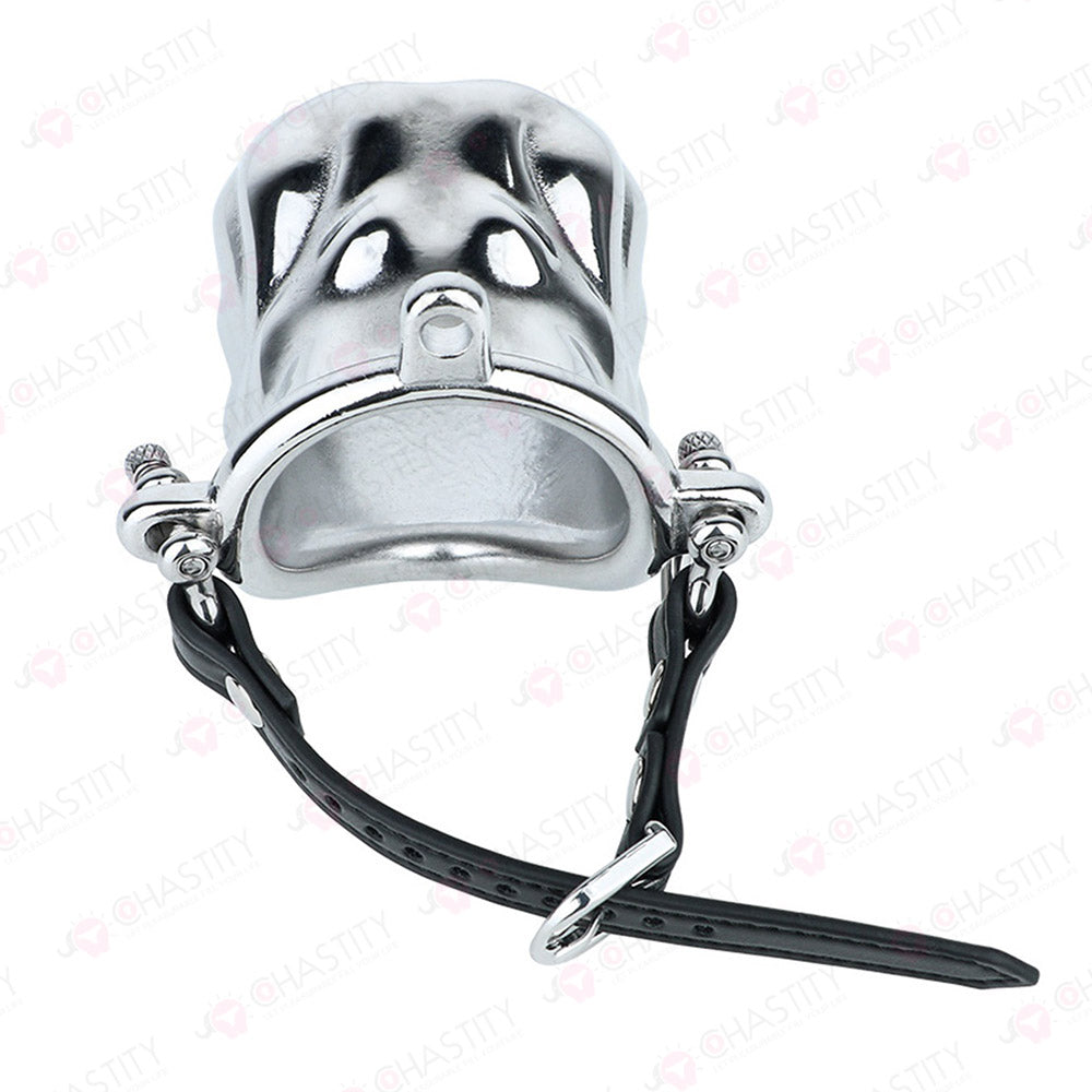 Metal Cock Support Chastity Ring with Leash