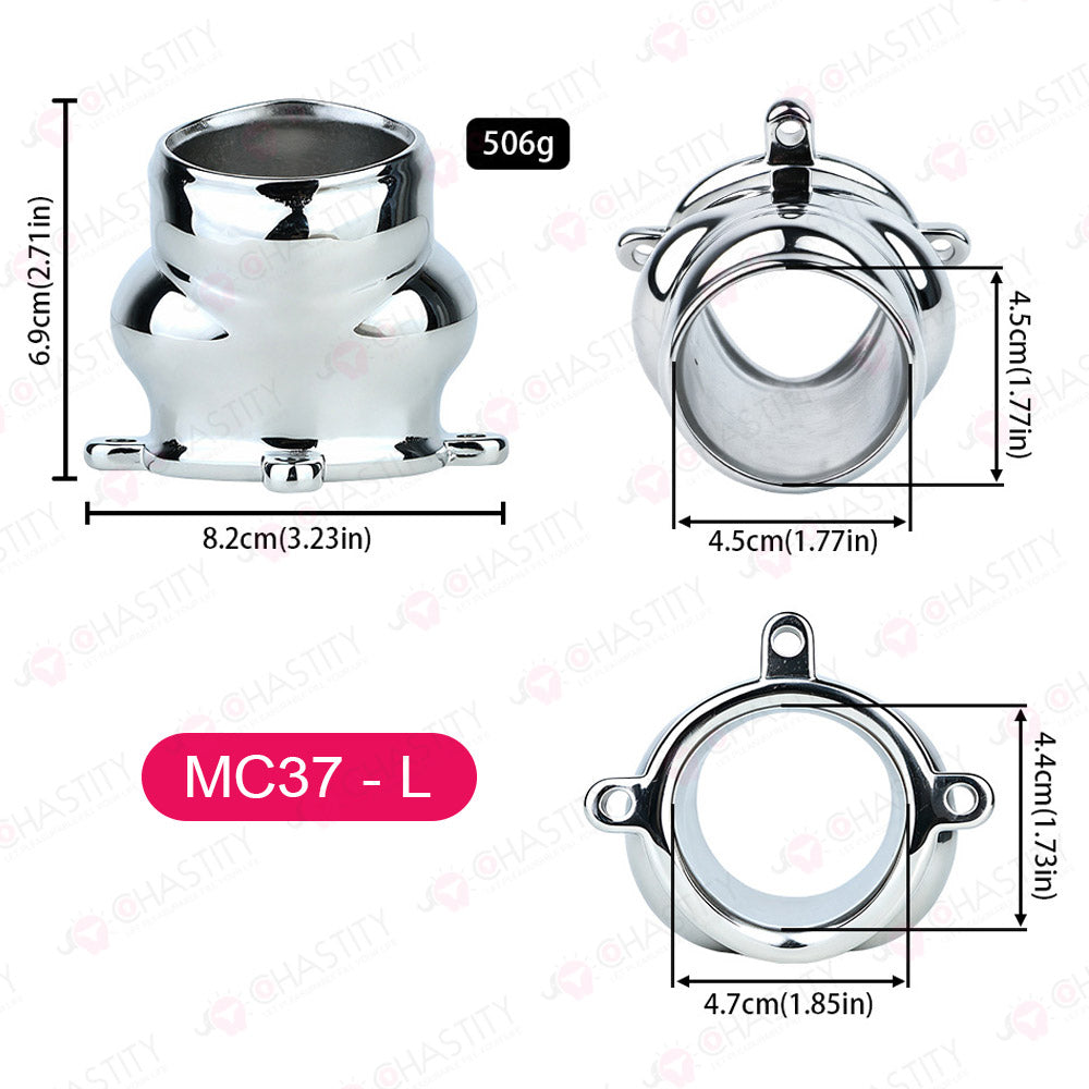 Metal Cock Support Chastity Ring with Leash