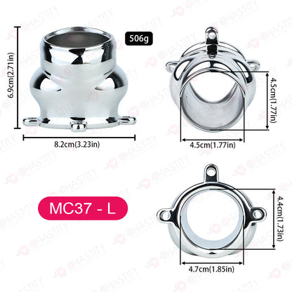 Metal Cock Support Chastity Ring with Leash