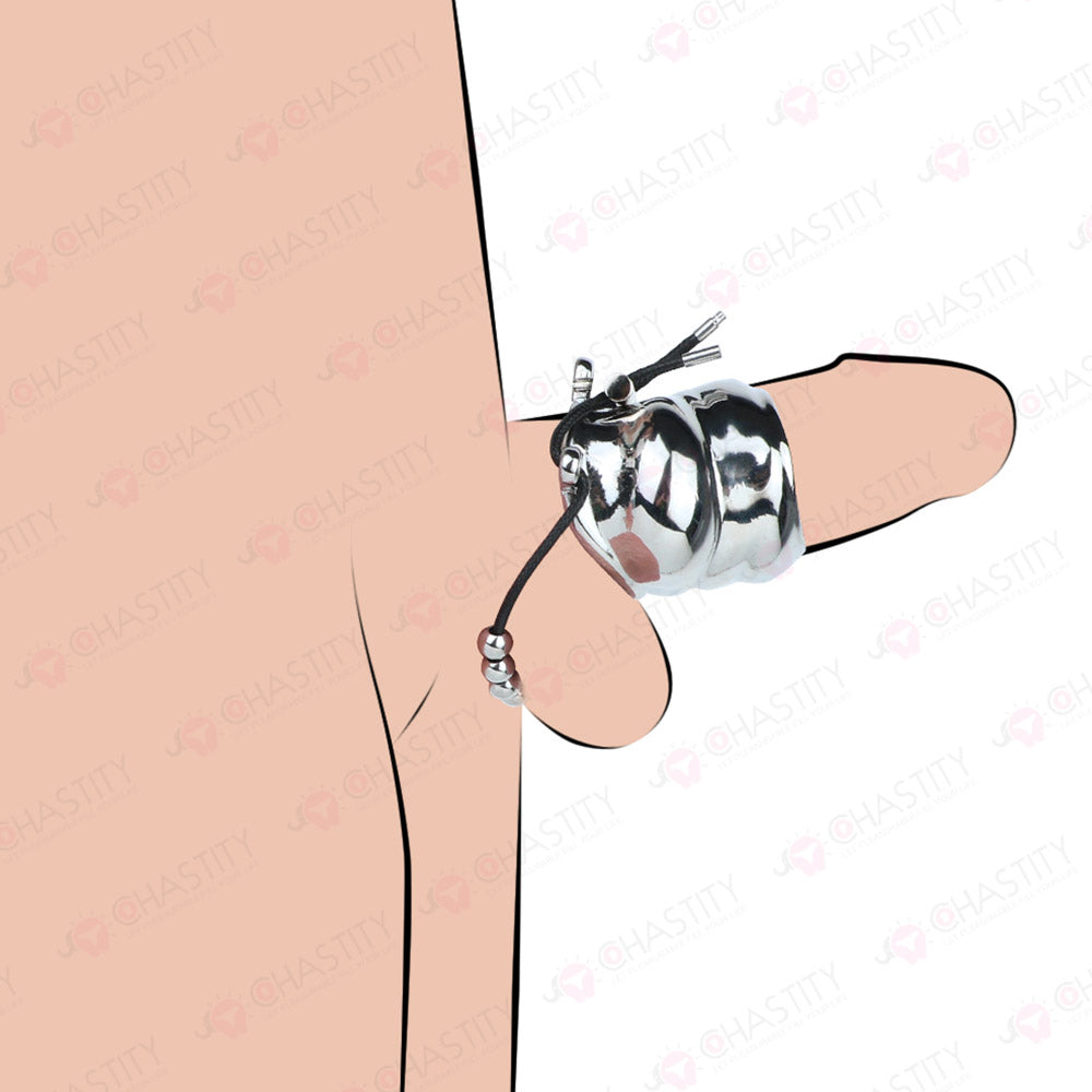 Metal Cock Support Chastity Ring with Leash