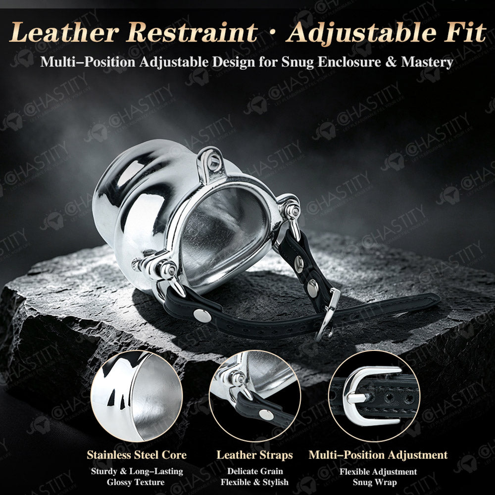 Metal Cock Support Chastity Ring with Leash