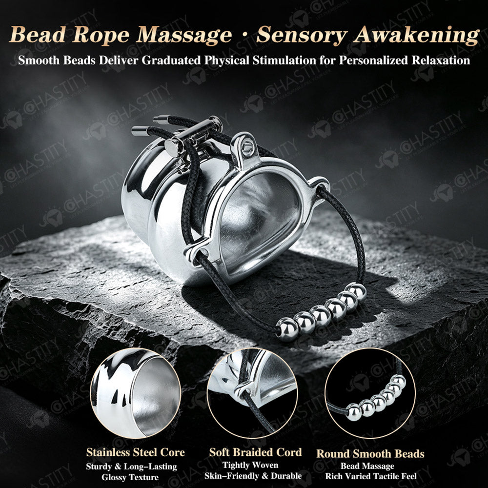 Metal Cock Support Chastity Ring with Leash