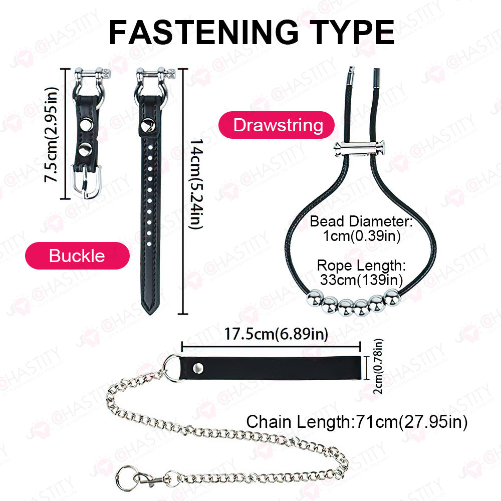 Metal Cock Support Chastity Ring with Leash