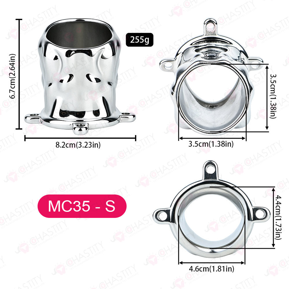 Metal Cock Support Chastity Ring with Leash