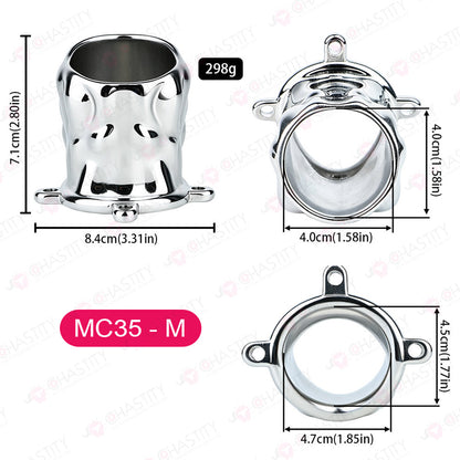 Metal Cock Support Chastity Ring with Leash