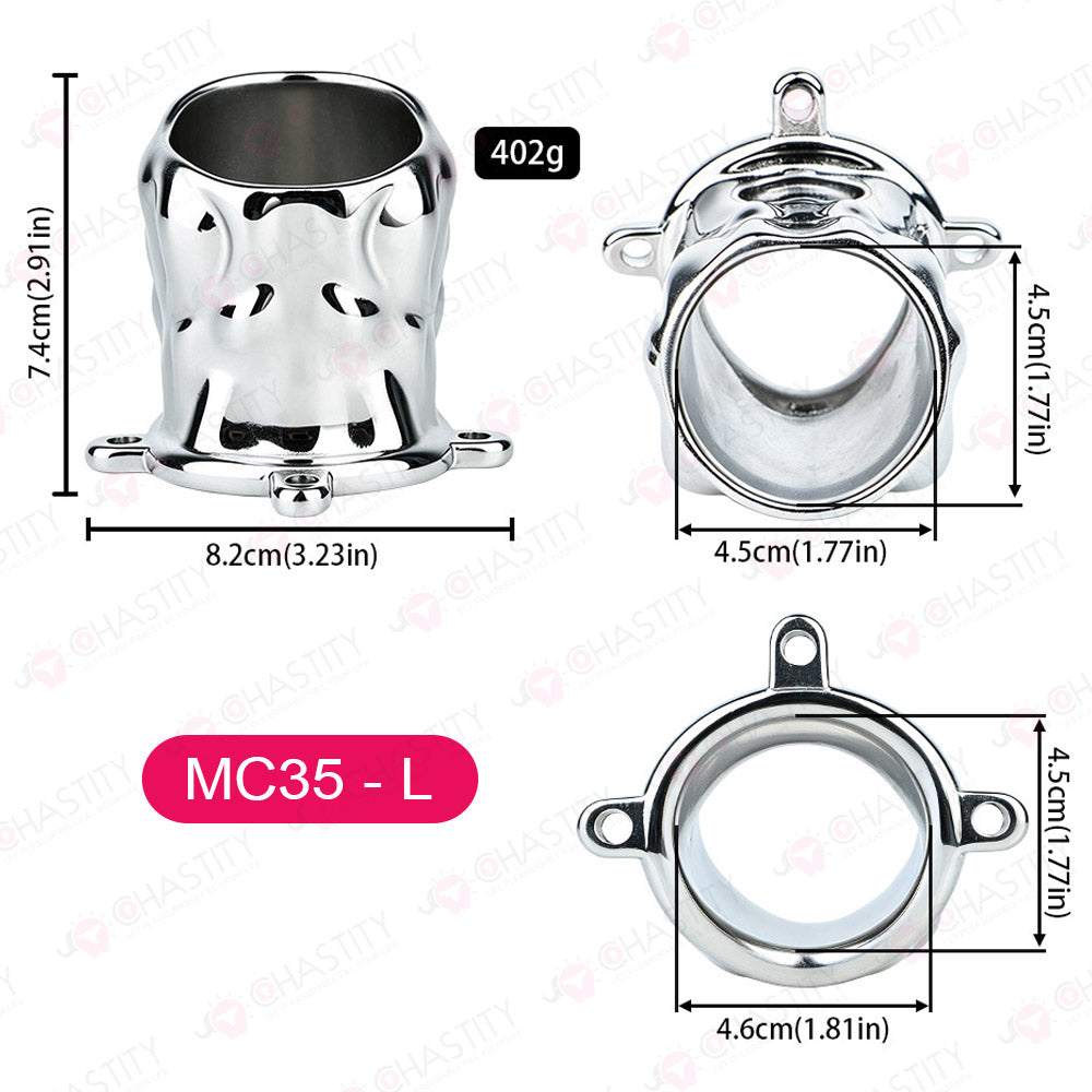 Metal Cock Support Chastity Ring with Leash