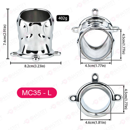 Metal Cock Support Chastity Ring with Leash
