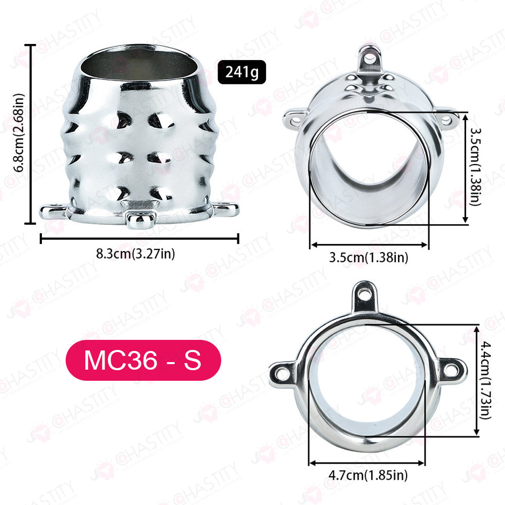 Metal Cock Support Chastity Ring with Leash