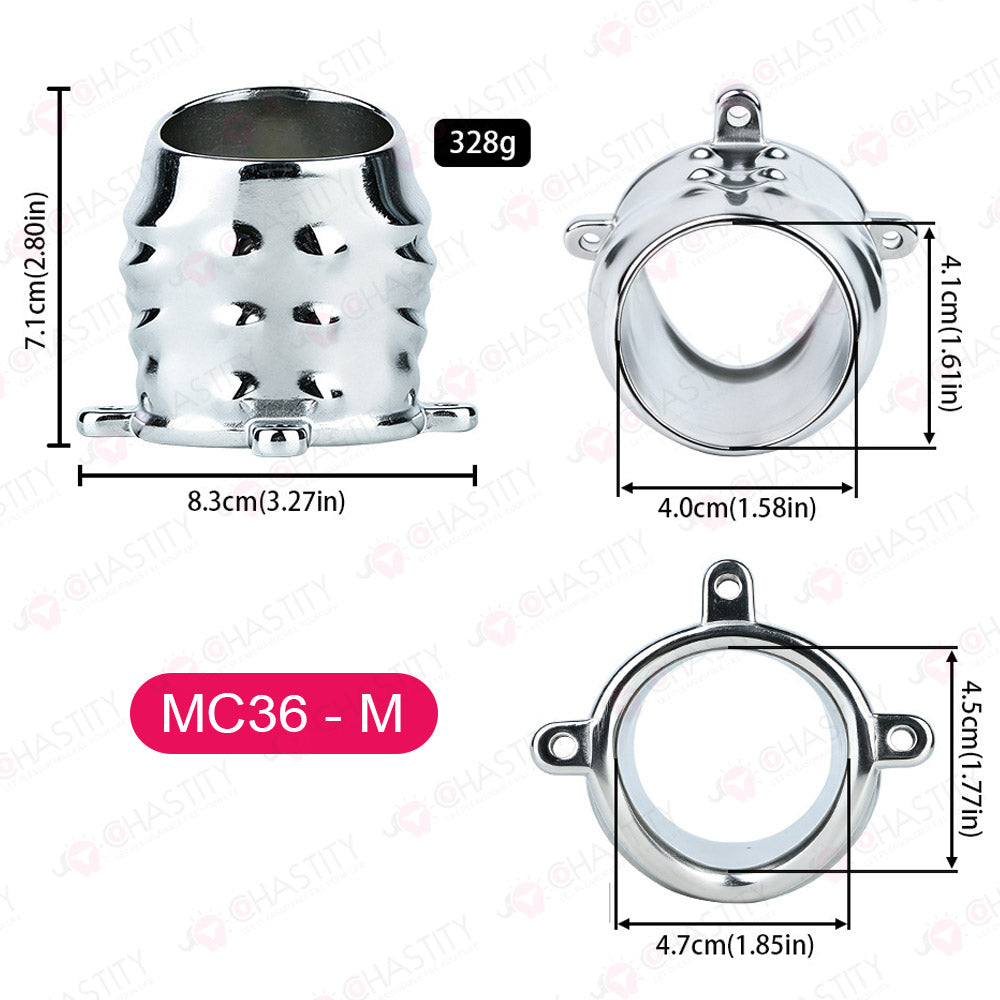 Metal Cock Support Chastity Ring with Leash