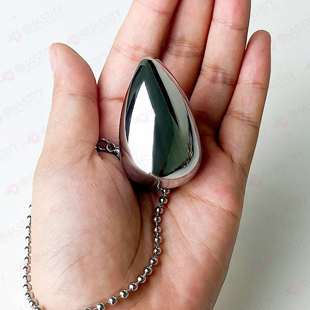 Metal Egg Anal Plug With Chain MChastity Metal Egg Anal Plug With Chain MChastity