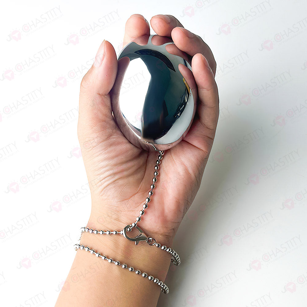 Metal Egg Anal Plug With Chain MChastity Metal Egg Anal Plug With Chain MChastity