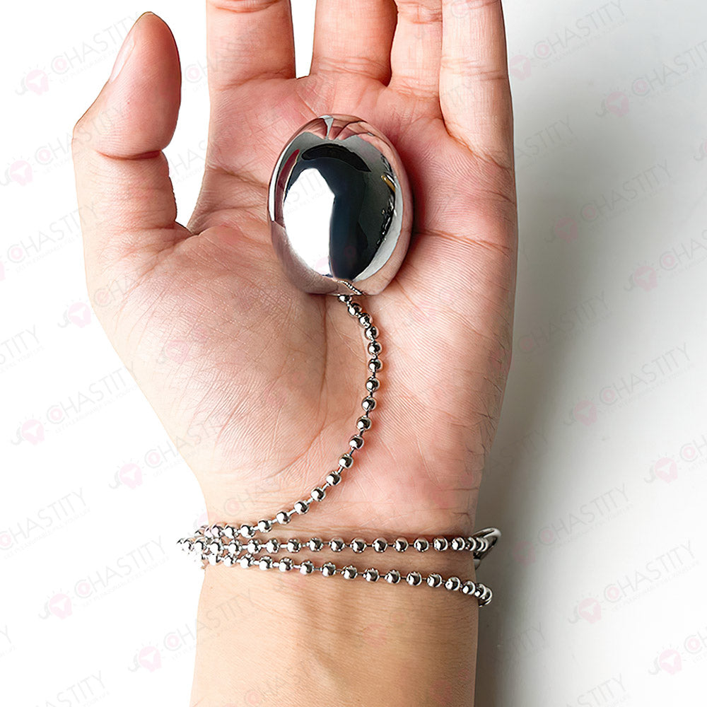 Metal Egg Anal Plug With Chain