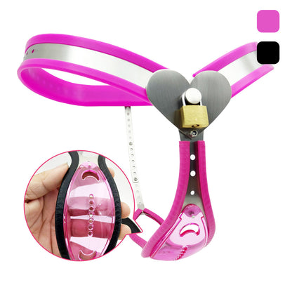Pink Transparent Panel Permanent Female Chastity Belt