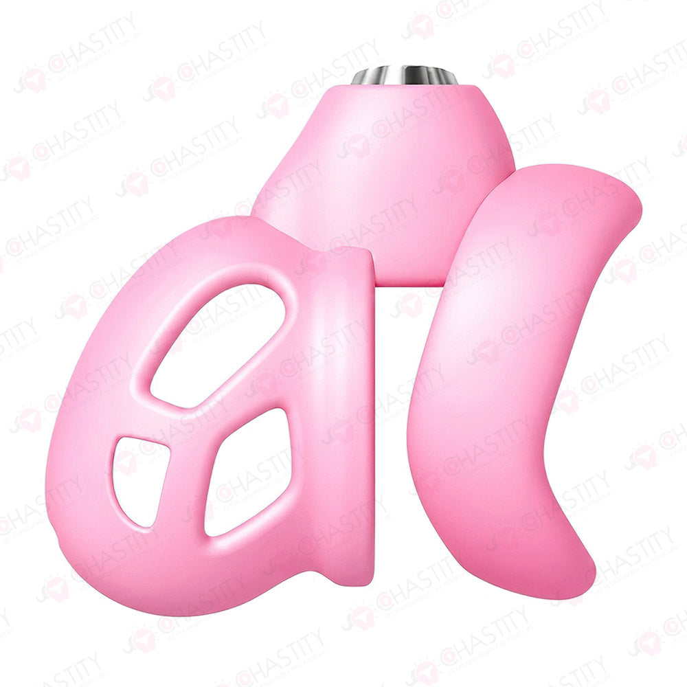 Push-to-Lock Chastity Cage with Accessory Set
