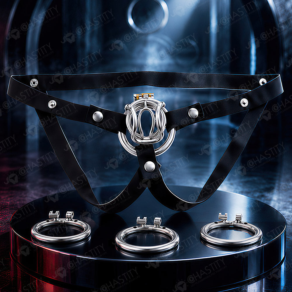 Reinforced Metal Frame Chastity Cage (3 Rings)