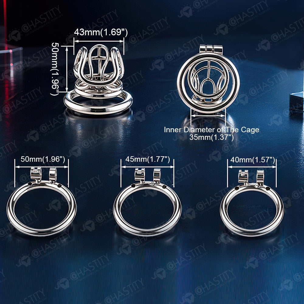 Reinforced Metal Frame Chastity Cage (3 Rings)