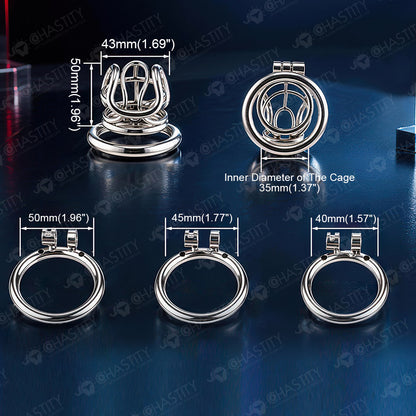 Reinforced Metal Frame Chastity Cage (3 Rings)