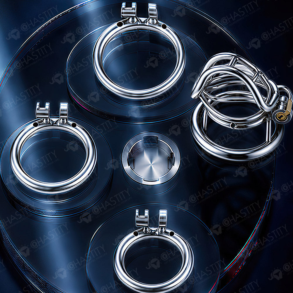 Reinforced Metal Frame Chastity Cage (3 Rings)