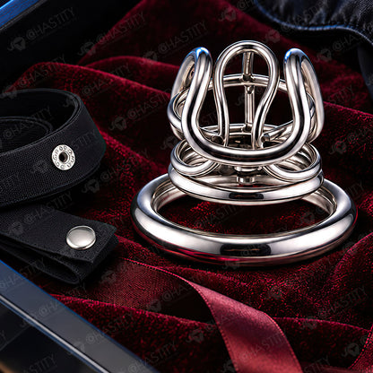 Reinforced Metal Frame Chastity Cage (3 Rings)