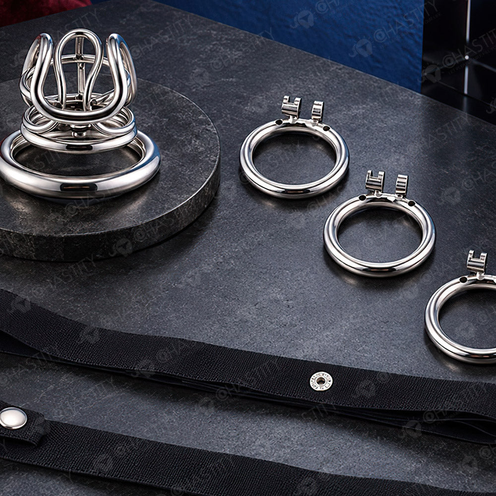 Reinforced Metal Frame Chastity Cage (3 Rings)