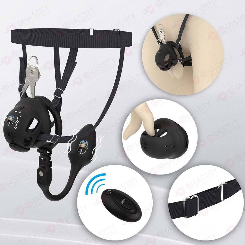 Remote-Controlled Vibrating Penis Cage  MChastity