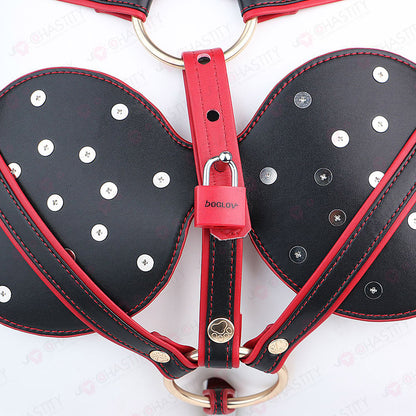 Riveted Forced-Upright Leather Chastity Pants (Chastity Cage Support)
