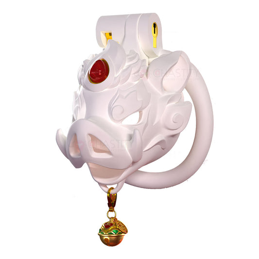 Savage Pig Chastity Cage (Red Agate & Bell )