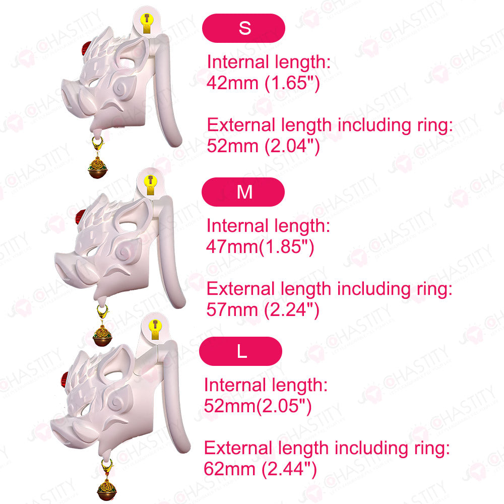Savage Pig Chastity Cage (Red Agate & Bell )