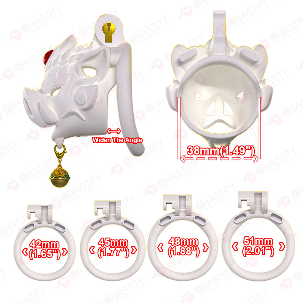 Savage Pig Chastity Cage (Red Agate & Bell )