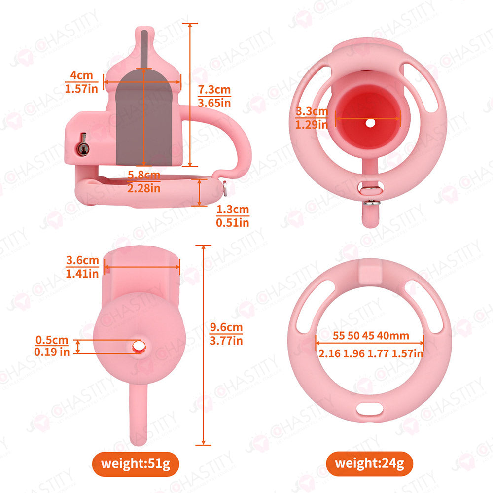 Silicone Baby Bottle Starter Chastity Cage