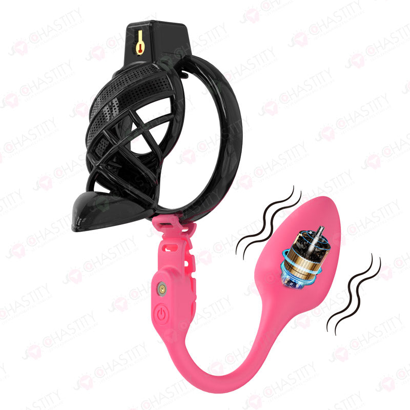 Sissy High Heels Chastity Cage With App Controlled Vbrating Butt Plug