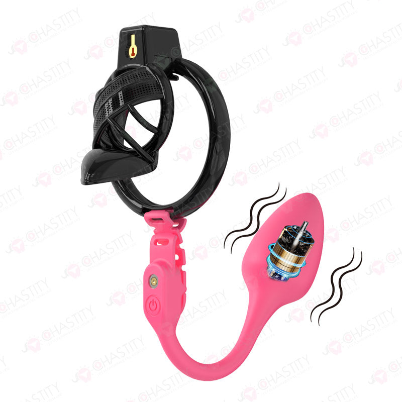 Sissy High Heels Chastity Cage With App Controlled Vbrating Butt Plug