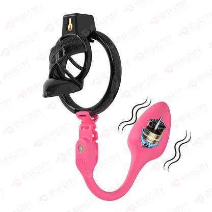 Sissy High Heels Chastity Cage With App Controlled Vbrating Butt Plug