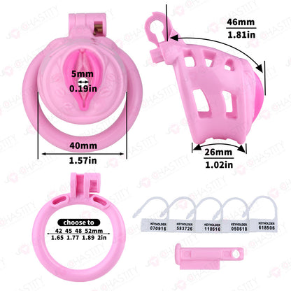 Sissy Manhood Caught In Chastity (Vulva Shape)