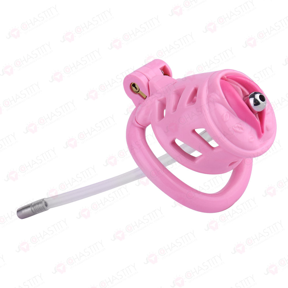 Sissy Manhood Caught In Chastity (Vulva Shape)