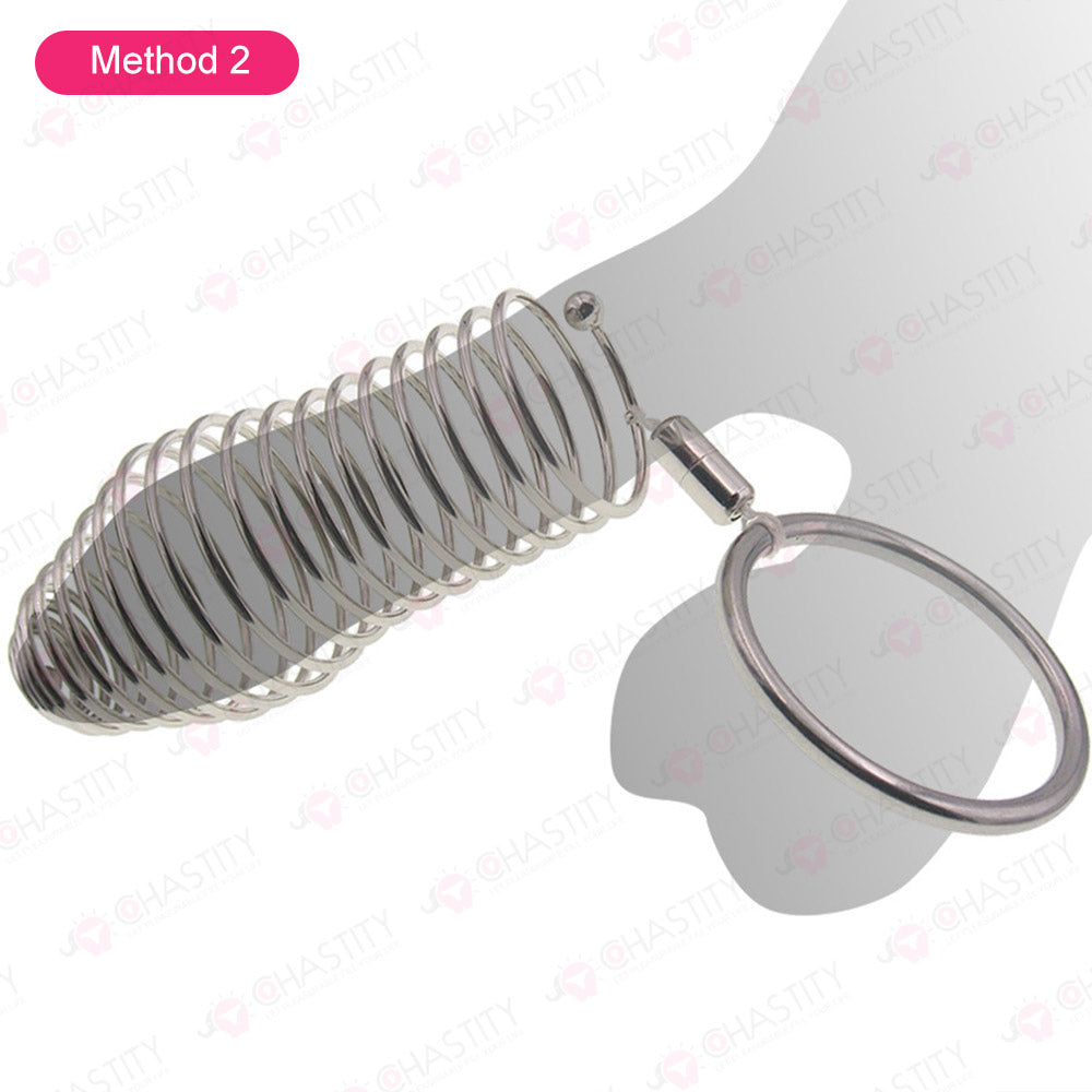 Stainless Steel Spiral Penis Cuff With Penis Ring