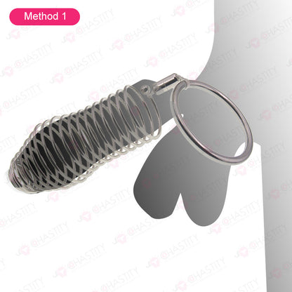 Stainless Steel Spiral Penis Cuff With Penis Ring