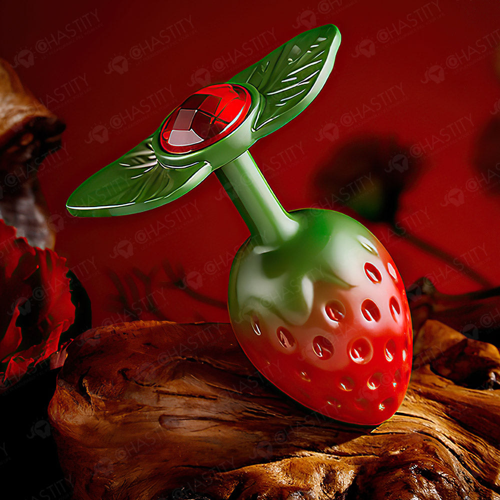 LOCKINK Strawberry Butt Plug With Gemstone MChastity LOCKINK Strawberry Butt Plug With Gemstone MChastity