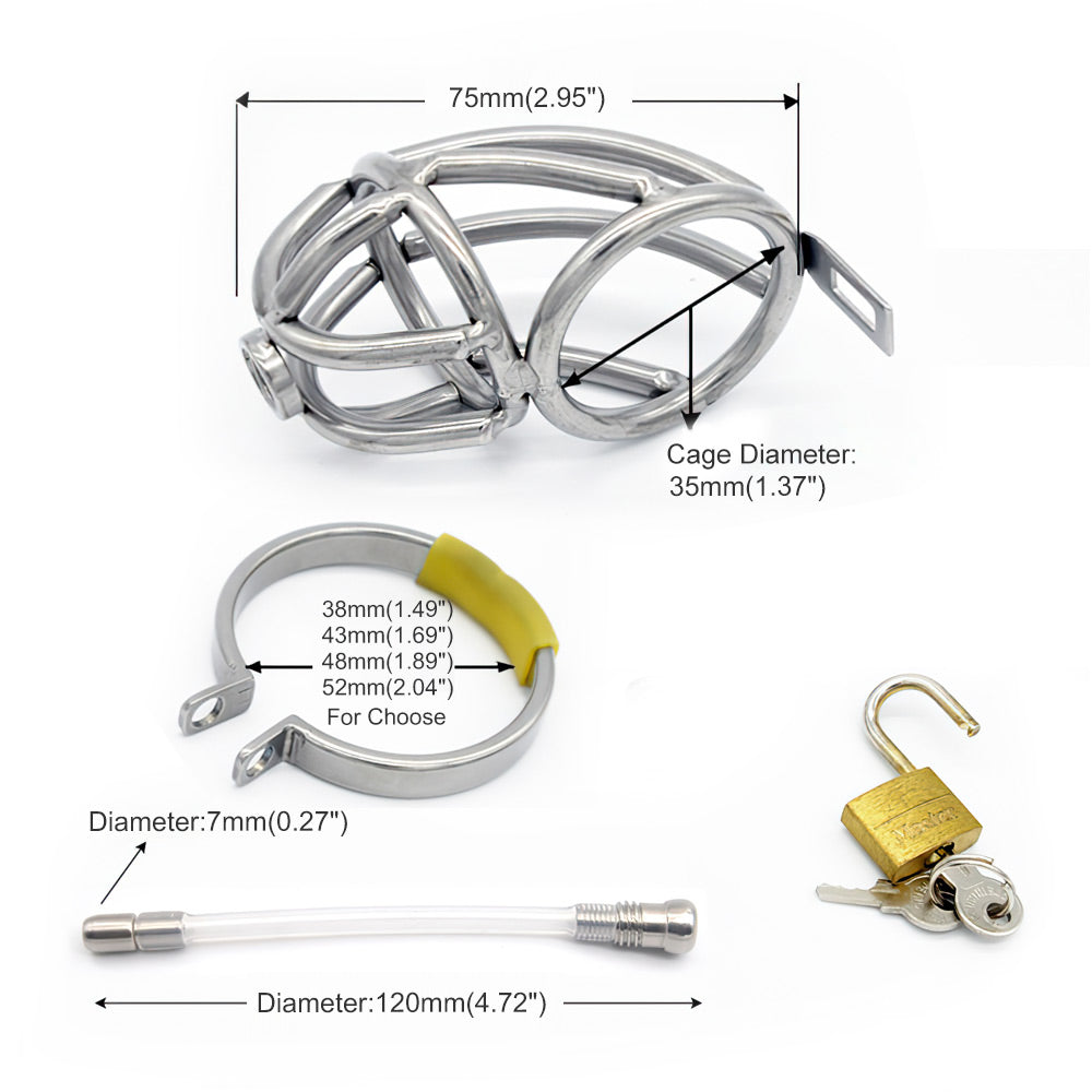 chastity cage with urethral tube